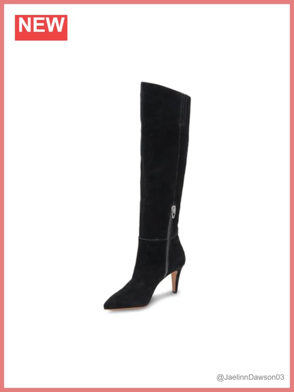 Leather Pointed Toe Knee High Boot Pull On Cone Heel
